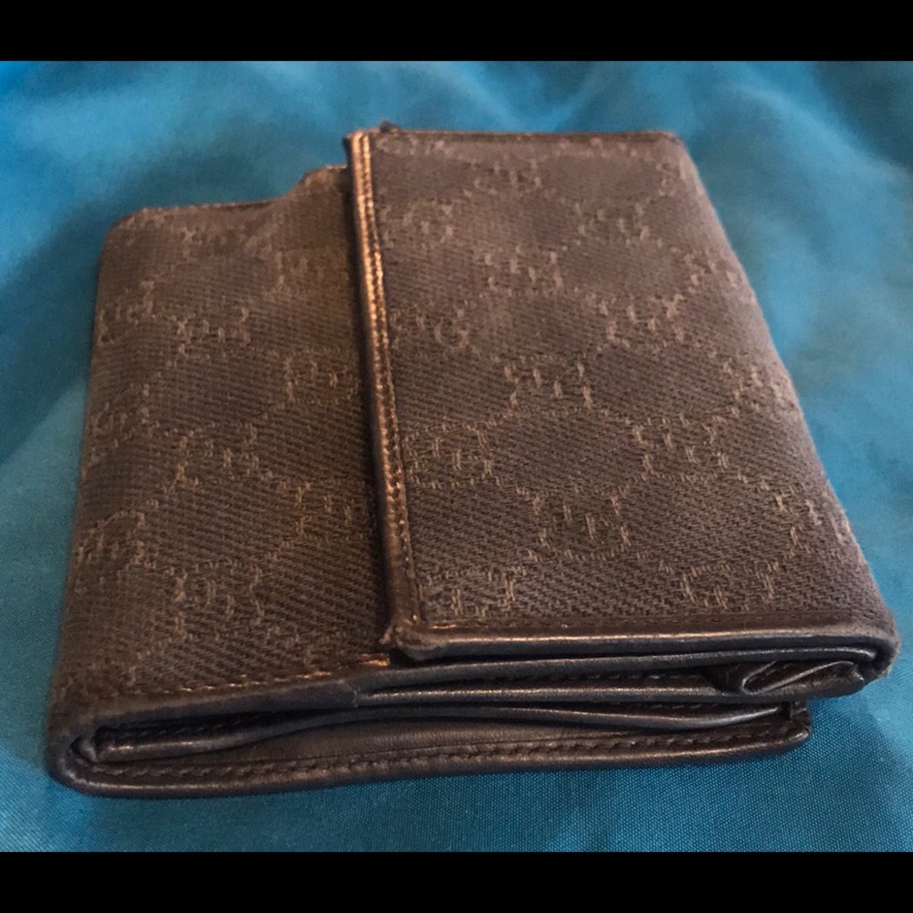 GUCCI leather and monogram canvas wallet